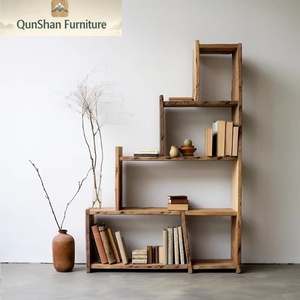 Libreria <span class=keywords><strong>in</strong></span> <span class=keywords><strong>Legno</strong></span> Massello Stile Nordico a 5 Ripiani, Senza Vernice, con Giunzioni a Mortasa e Tenone, Arredamento Retrò Creativo per Soggiorno e Studio - Product Image 2