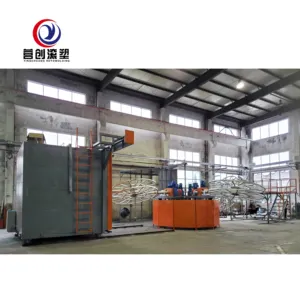 Plastic Rotational Carrousel Molding Machine 3 Arms Oven Rotomolding Machine For Making Pickleball