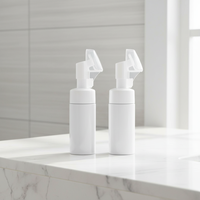 Bouteille en PET de 120 ml avec pompe à mousse et bouchon avec brosse pour nettoyant visage, pot transparent non rechargeable pour cosmétiques