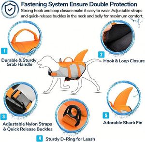 Gilet de sauvetage pour chien pour la natation et la navigation, gilet de sauvetage ajustable pour chiot avec bande réfléchissante, flottabilité supérieure, gilet de natation pour chien - Product Image 6