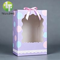 Kotak Kertas Mainan Anak Lipat Kustom dengan Jendela PVC Bahan Daur Ulang Kotak Kemasan Folder Laminasi Matt