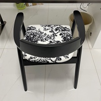 Chaise Hiroshima de style vintage, chaise de salle à manger en bois massif antique, dossier moderne, chaise italienne pour boire du thé, fauteuil noir en flanelle