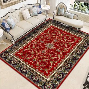 Tappeto <span class=keywords><strong>Persiano</strong></span> <span class=keywords><strong>Rosso</strong></span> in Velluto a <span class=keywords><strong>Pelo</strong></span> <span class=keywords><strong>Corto</strong></span>, Lavabile in Lavatrice, Pieghevole, con Base Antiscivolo in TPR, per Soggiorno in Stile Europeo - Product Image 1