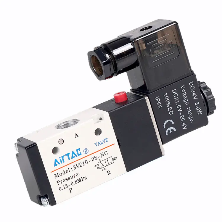 Válvula solenoide Airtac 3V210-06 3V220-06 3V210-08 3V220-08 Válvula solenoide neumática Válvula neumática direccional de 3 vías y 2 posiciones