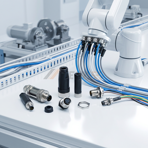 Connecteur circulaire M12, câble pour montage sur panneau PCB, réceptacle moulé, adaptateur de câblage, codage A B D X, 2 3 4 5 8 12 17 broches - Product Image 4