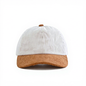Gorra de Béisbol de Pana Bicolor con Logotipo Personalizado, Estilo Desestructurado de 6 Paneles para Adultos, Deportiva, Invernal, Uso Diario, Producción Vietnamita - Product Image 1