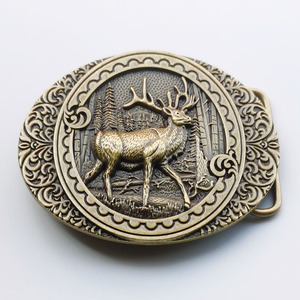 Nueva Hebilla Ovalada de Vaquero Occidental con Diseño <span class=keywords><strong>Mexicano</strong></span> de Ciervo en Latón <span class=keywords><strong>Antiguo</strong></span> y Plata, con Grabado 3D de Animal, para Cinturón de Cuero - Product Image 5