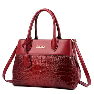 JIANUO包包2020设计师女士奢华包包手提包pu红色鳄鱼包