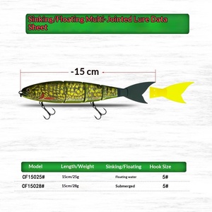 CHEERY Leurre Vivant Style Japonais 15cm Coulant 28g / Flottant 25g Swimbait Multi-segments avec Queue Souple en Silicone - Product Image 3