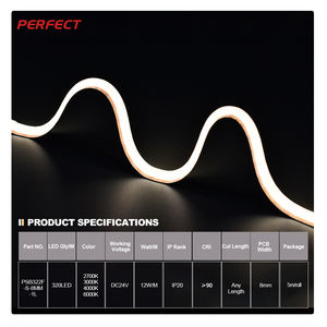 Tira de LED SOB de Ahorro de Energía PERFECT, 320 LED/M, DC24V, 135LM/W, Corte Libre, Alto Brillo, CRI≥90, para Decoración de Interiores de Hogar y Oficina - Product Image 3