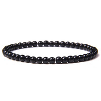 Pulsera elástica con cuentas de piedra Natural, ágata, ónice, turquesa, 4mm, ST250