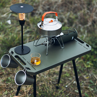 Mesa Táctica IGT Portátil de Plástico, Altura Ajustable, Plegable, Mesa Auxiliar para Camping, Barbacoa y Cocina al Aire Libre