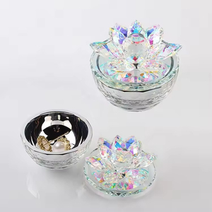 Boîte à bijoux en cristal de couleur AB MH-SH001, boîte à bibelots ronde scintillante en forme de <span class=keywords><strong>fleur</strong></span> de lotus - Product Image 4