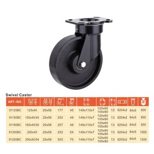 Alta capacidad de carga de hasta 1000kg Rueda de hierro fundido Soporte giratorio de acero resistente Rueda giratoria de 8 "Fabricante - Product Image 2