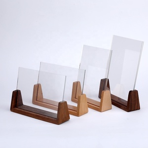 Bằng Gỗ Acrylic Khung Ảnh Hình Dạng U Hình Dạng Hình Ảnh Khung Ảnh Đứng Trong Suốt Không Khung Ảnh Với Cơ Sở Gỗ - Product Image 2