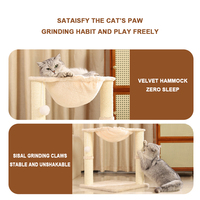 Arbre à chat en sisal BunnyHi MW021 avec hamac et poteaux à gratter, emballé dans un carton écologique pour chats d'intérieur