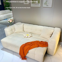 Cremefarbenes Zuckerwatte-Sofa Elektrisches Bett Multifunktionales Ausziehbares Stoffsofa für Kleine Wohnungen Wohnzimmer