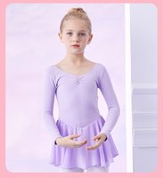 Vestido de tutú de ballet Rosa clásico para niñas, Ropa de baile de entrenamiento de puesta en escena de algodón con leotardo para niños pequeños