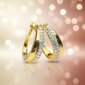 Pendientes de Aro de Lujo Chapados en Oro con Cristales de Estrás Engastados, Joyería para Uso Diario de Mujer, Acabado 18K - Product Image 2