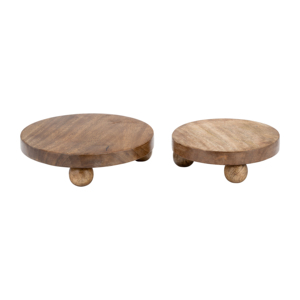 Vassoi rotondi in legno con piedini a sfera per decorazioni domestiche o come centrotavola - Product Image 2