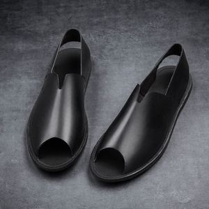 Sandales décontractées pour hommes en cuir de vachette à bout ouvert, collection été 2026, best-seller |   Sandales de plage antidérapantes pour l'extérieur - Product Image 2