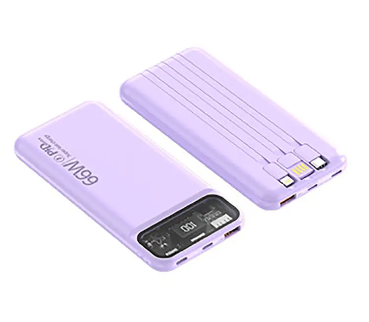 Intégré Type-c Câble Poche Mince PD 66w 10000mAh Chargeur de Batterie Port Cls Porte-clés Mini Portable Power Bank 20000mah