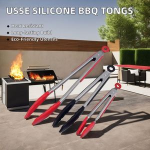 Usse ชุดที่คีบย่างบาร์บีคิวทำอาหารในครัว7 9 12นิ้วสไตล์การออกแบบมือทำจากซิลิโคนโลหะสำหรับอาหารสลัดเสิร์ฟบาร์บีคิวกล่องบรรจุ - Product Image 6