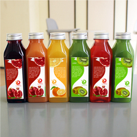 Bouteille Carrée Vide en Plastique PET Transparent de 350 ml de Qualité Alimentaire Recyclable avec Bouchon Anti-Fuite pour Jus Fait Maison, Smoothie et Boisson Lactée