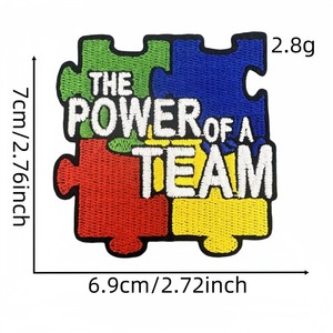 Plancha de prensa de calor de fusión en caliente de colores hecha a medida en parches Diy de diseño de rompecabezas de cuidado del <span class=keywords><strong>Autismo</strong></span> de colores bordados - Product Image 5