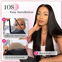40 pouces os droit vierge brut indien cheveux sans colle Full Hd Lace perruque naturel non traité 100 perruques de cheveux humains Lace Frontal
