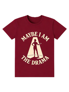Maybe I Am The Drama T-shirt graphique pour homme avec slogan audacieux et silhouette en coton à manches courtes - Product Image 4
