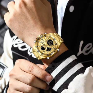 POEDAGAR E <span class=keywords><strong>101</strong></span> Original hommes horloge LED lumineuse étanche semaine Date homme montre-bracelet électronique en acier inoxydable Quartz montre homme - Product Image 4