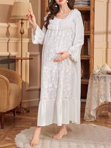 Camisola Feminina Muçulmana Meryjia de Viscose e Algodão, Solta, Manga Longa, Branca Sólida, Estilo Férias, Secagem Rápida e Respirável - Product Image 1