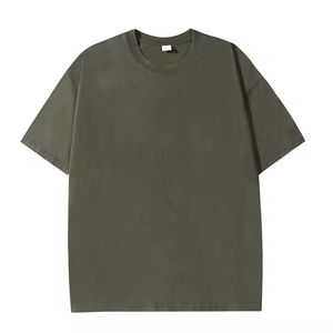 เสื้อยืดผู้ชายวินเทจคุณภาพสูง ผ้าฝ้าย 100% ฟอกสีแบบแอซิดวอช ทรงโอเวอร์ไซส์ หรูหรา  ไม่มีลาย  รับสกรีนโลโก้ - Product Image 3