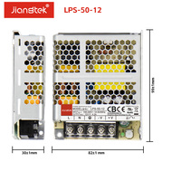 Fuente de Alimentación Compacta Jiangtek LPS-50-12 de 50W con Potenciómetro de Voltaje Ajustable para Equipos de Sistemas de Control Industrial