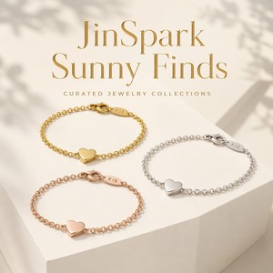 Bracciale JinSpark 'Petite Pulse' con ciondolo a cuore in acciaio inossidabile 316L placcato oro 18K PVD, gioiello minimalista curativo da donna - Product Image 2