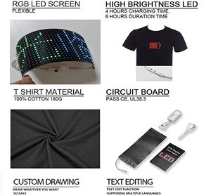 Ứng dụng thông minh lập trình ánh sáng lên Led T-shirt DIY sáng màn hình t Áo sơ mi cho Đảng cán tin nhắn sáng LED ánh sáng lên T-Shirt - Product Image 4