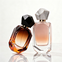 Flacon de parfum en verre transparent vide avec pulvérisateur à pression, coupe facetée, pour usage domestique et beauté, avec emballage en boîte