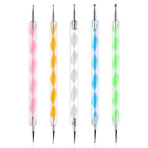 5 Stuks 2 Manier Puntje Pen Tool Nail Art Tip Multicolor Dot Toolset Dot Verf Manicure Kit Voor Embossing Patroon Nail Art - Product Image 1