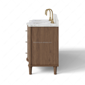 Mueble de Baño de Mármol Arabescato Corchia de Alta Gama FERLY, Modelo <span class=keywords><strong>Valerie</strong></span>, Individual o Doble, Moderno, de Lujo, Personalizado - Product Image 3