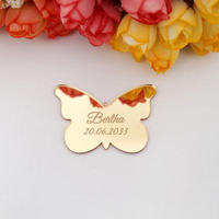 Faveurs de mariage personnalisées, cadeaux, étiquettes de faveur en acrylique miroir personnalisées en forme de papillon pour les invités, décorations de fête de mariage, étiquettes nominatives