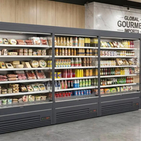 Vitrine réfrigérée à rideau d'air pour supermarché avec compresseur intégré, pour boissons