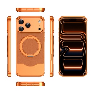 เคสแม่เหล็กไร้ขอบอะลูมิเนียมสำหรับธุรกิจ สำหรับ iPhone 17 15 16 Pro Max พร้อมขาตั้งวงแหวน 360 องศา แผงหลังหนัง PU ป้องกันการกระแทก - Product Image 6