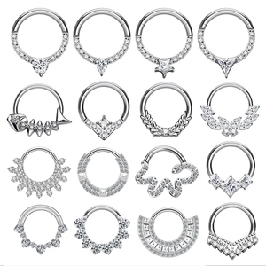 Anneau de piercing en titane ASTM F136 pour oreille, nez, cartilage, avec zircone cubique, anneaux segmentés, clicker, anneau de tragus, bijoux - Product Image 2