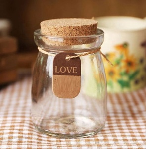 Wholesale 50ml 100ml 150ml 200ml <b>Mini</b> Yogurt 7 oz Wooden Spoon of clear Pudding Jar Glass Yogurt Jar With Cork Lids - Product Image 4