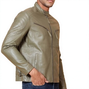 Mens Casual Solid Winter <b>Leather</b> <b>Jacket</b> <b>Long</b> Sleeve Stand Collar Zipper Front Logo with Simple Design - Product Image 5