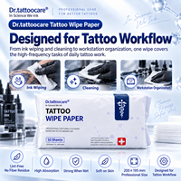 Dr.tattoocare Lingettes Professionnelles pour Tatouage Sans Peluches et Sans Résidus de Fibres 50 Feuilles Jetables