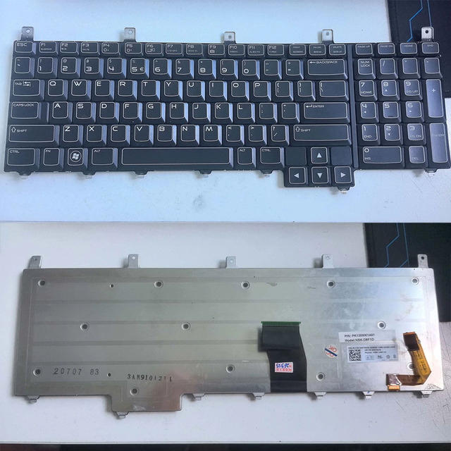 Laptop US Layout Backlight Keyboard for Alienware M18X R1 R2 M17X R1 R2 M17X R3 R4 Black Color Used, About 95% New