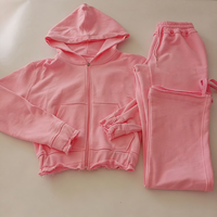 Ensemble de survêtement pour femme en 2 pièces, veste à fermeture éclair et pantalon de survêtement évasé, survêtement en coton avec logo personnalisé pour femme