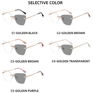 Lunettes de soleil sans monture photochromiques pour femmes dames oeil de chat lunett photogray <span class=keywords><strong>antireflet</strong></span> original 2025 anti uv400 - Product Image 6